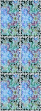 Asya tekstil tarzında. Raster illüstrasyonu. Raster illüstrasyonu. Kusursuz çiçek deseni. Mavi ve nötr renkte çiçekler.