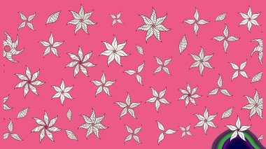 Raster illüstrasyonu. Çiçekli karalama şeklinde Raster çiçek deseni. Nazikçe, bahar çiçekleri pembe ve nötr renklerde.