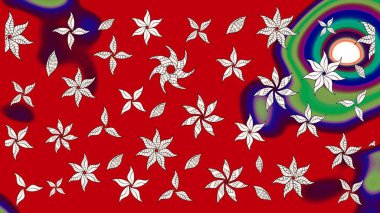 Güzel kumaş deseni. Raster illüstrasyonundaki çiçek desenli çizim. Renkli Bahar Teması eskiz kalıbı. Düz Çiçek Elementleri Tasarımı.