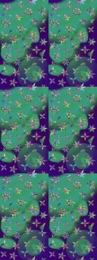 Düz Çiçek Elementleri Tasarımı. Renkli Bahar Teması eskiz kalıbı. Raster illüstrasyonundaki çiçek desenli çizim. Güzel kumaş deseni.