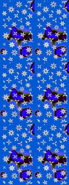 Mavi ve nötr renklerde çiçekler. Düz Çiçek Elementleri Tasarımı. Renkli Bahar Teması eskiz kalıbı. Çiçek desenli eskiz, yaz çiçekleri..