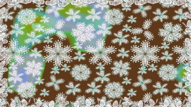 Düz Çiçek Elementleri Tasarımı. Kahverengi renkli çiçekler. Güzel çiçek deseni. Renkli Bahar Teması Kusursuz Arkaplan.