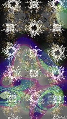 Kışın sembolü, mutlu noeller, mutlu yeni yıl kutlaması Raster illüstrasyonu. Basit bir kar tanesi. Gri, nötr ve yeşil renkler üzerine bir resim. Soyut duvar kağıdı, ambalaj dekorasyonu.