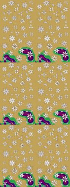 Raster Çiçek İllüstrasyonu 'nun şirin tekstili. Sarı renkli etnik çiçeklerle zarif eskiz deseni.