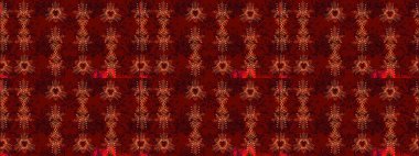 Kar tanelerinin soyut arkaplanı olan şirin bir Noel arkaplanı. Kırmızı, siyah ve kahverengi kar taneleri. Noel ve yeni yıl moda baskıları için tatil tasarımı. Raster illüstrasyonu. Renkler.