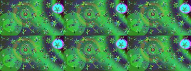 Yeşil ve mor renkli çiçekler. Raster illüstrasyonu. Çizim çiçek deseni duvar kağıdı için kullanılabilir.