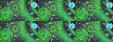 Yeşil ve mor renkli çiçekler. Raster illüstrasyonu. Çizim çiçek deseni duvar kağıdı için kullanılabilir.