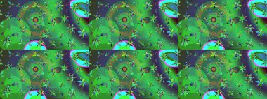 Raster Çiçek İllüstrasyonu güzel tekstil. Yeşil ve mavi renkli etnik çiçeklerle zarif bir eskiz deseni.