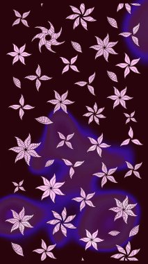 Çocuksu tasarım. Tekstil, kumaş, ambalaj, hatıra defteri için hoş bir çiçek arkaplanı. Kahverengi arka planda. Elle çizilmiş karalama çiçekleri ile Raster çizim deseni.