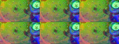 Sabıka fotoğraflarında, bebek kıyafetlerinde, duvar kâğıtlarında, paket kutularında falan kullanılabilir. Zarif, parlak ve eskiz yeşil ve mavi çiçek deseni tasarımı.