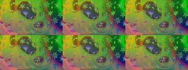 Soyut çiçek çizim kalıbı arka planı. Raster illüstrasyonu. Küçük çiçekteki sevimli çiçek deseni. Yeşil ve kahverengi renklerde. Raster deseni.