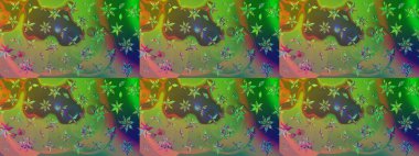 Yeşil ve kahverengi renkli çiçekler. Küçük çiçekte sevimli çiçek deseni var..