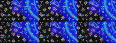 Üst manzara, yumuşak stil. Sevgililer günü ve tebrik kartı konsepti için şık bir davetiye. Çiçek kompozisyonu, el boyası, hassas şablon. Mavi ve gri renkte manzaralı çiçek deseni.