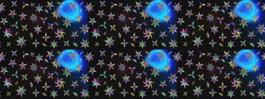 Gri ve mavi renkte yaz çiçekleri. Raster illüstrasyonu. Raster çiçek desenli ve çiçekli..