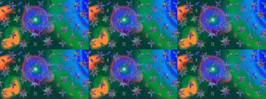 Güzel kumaş deseni. Raster Illustrasyon 'daki Çiçek Deseni' nin son moda çizimi. Renkli Yaz Temalı eskiz kalıbı. Düz Çiçek Elementleri Tasarımı.