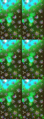 Tekstil, kumaş, kapaklar, duvar kağıtları, baskı, naylon, koleksiyon defteri, örgü, dekupaj için güzel bir eskiz. Küçük yeşil ve gri çiçeklerle oldukça eski bir besin torbası deseni.