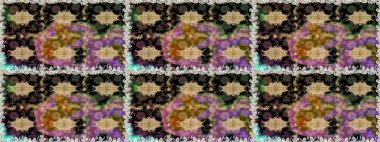 Şık bir grafik desen. Çiçek deseni. Kahverengi ve bej renklerde altın elementler. Duvar kâğıdı barok, İspanyol kumaşı. Kusursuz raster arkaplanı.