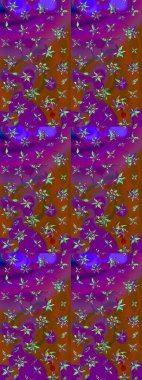 Stylish invitation for valentines day and greeting card concept. Scenic flower pattern on purple and brown colors. Floral composition, hand painted, delicate template. Top view, soft style.