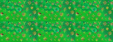 Renkli Yaz Temalı eskiz kalıbı. Sevimli çiçek raster deseni. Modaya uygun kumaş deseni. Düz Çiçek Elementleri Tasarımı.