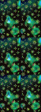 Düz Çiçek Elementleri Tasarımı. Çocuk stili. Renkli Bahar Teması eskiz kalıbı. Çiçekli çizim raster arkaplanı.