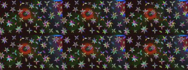 Şirin çiçekler. Çizgi çizimi kalıbı. Raster Moda kumaş deseni.