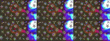 Raster illüstrasyonu. Raster illüstrasyonu. El yapımı çiçek ve bitki koleksiyonu. Şirin karalamalı çiçek desenli çizim. Eskiz stili kahverengi ve yeşil renklerde.