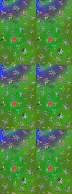 Küçük çiçekteki sevimli çiçek deseni. Raster illüstrasyonu. Güzel karalamalı çiçek desenli çizim. Güzel kumaş deseni.