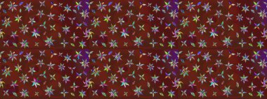 Kırmızı ve kahverengi renkte çiçekler. Raster illüstrasyonunda çiçek deseni çizimi.