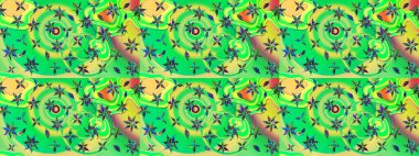 Çizgi çizimi kalıbı. Raster Moda kumaş deseni. Şirin çiçekler..