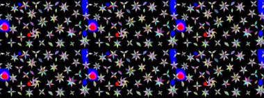 Nazik, sevimli çiçek arkaplanı. Çiçekli karalama şeklinde Raster çiçek deseni. Mavi ve siyah renkte çiçekler.