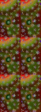 Raster illüstrasyonu. Tropik çiçek desenleri. Kahverengi ve yeşil renkte çiçekler.