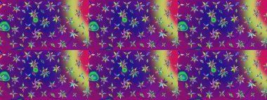 Çiçekli karalama şeklinde Raster çiçek deseni. Mor ve mor renkli çiçekler. Nazik, narin çiçek arkaplanı.