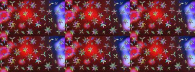 Çiçek desenli eskiz. Gömlek baskısı için çiçek boyası. Kırmızı ve kahverengi renkte çiçekler.