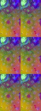 Çizim kalıbı. Raster illüstrasyonu. Yeşil ve kahverengi renklerde. Hint süsü. Renkli süs kenarı. Çiçek duvar kağıdı.