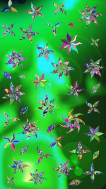 Renkli etnik çiçeklerle süslenmiş zarif bir eskiz şekli. Asya Tekstil 'inde Raster Çiçek İllüstrasyonu.