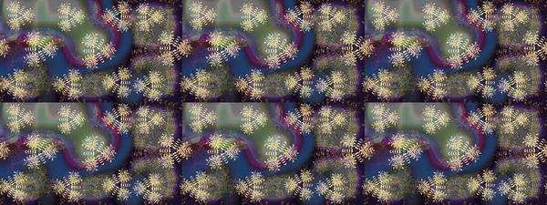 Raster çiçek desenleri çiziyor. Vadinin gri ve mor renkli çiçekleri.