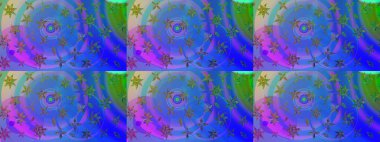 Güzel kumaş deseni. Mavi ve mor renklerde. Raster illüstrasyonundaki çiçek desenli çizim. Raster illüstrasyonu.