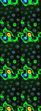 Gri ve mavi renkte çiçekler. Raster illüstrasyonundaki çiçek desenli çizim. Düz Çiçek Elementleri Tasarımı. Renkli Bahar Teması çizim şablonu.