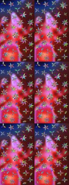 Kırmızı ve pembe renkte çiçekler. Düz Çiçek Elementleri Tasarımı. Çiçekli çiçek deseni, suluboya. Raster illüstrasyonu. Renkli Bahar Teması çizim şablonu.