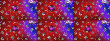 Raster illüstrasyonu. Tropik çiçek desenleri. Kırmızı ve mor renkte çiçekler.