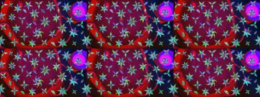 Motley illüstrasyonu. Moda baskıları için zarif bir şablon. Küçük renkli çiçekler. Kırmızı ve mor çiçekli bahar çiçekleri. Küçük çiçekte şirin desenler.