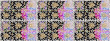 Gri ve nötr renklerde altın elementlerle kusursuz desen. Klasik klasik klasik arka plan. Geleneksel oryantasyon süsü. Kusursuz klasik raster altın desenli. Raster illüstrasyonu.