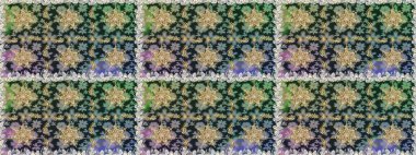 Kusursuz desenli oryantal süs. İslam tasarımı. Çiçek kiremitleri. Gri ve nötr renklerde altın desenler ve altın elementler. Raster altın tekstil baskısı.