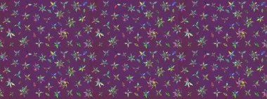 Çiçekli el çizimi çizimi deseni. Modern gelişim mor ve yeşil raster arkaplan duvar kağıdı resimleme klasik çizgili iz sürme desenli çiçekler, çiçekli süsler.