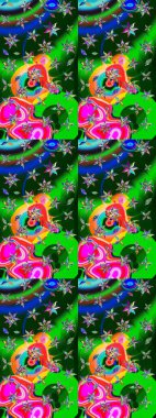 Tomurcukları papatya çiçekleri olan sevimli bir çiçek deseni. Raster illüstrasyonu. Kumaş, tekstil, duvar kağıdı baskısı için. Miles Fleur, süslü püslü bir süs. Eski usul. Taslak arkaplan.