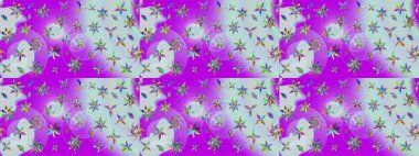Raster illüstrasyonundaki çiçek desenli çizim. Tarafsız ve mor renkte çiçekler.