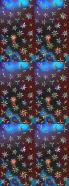 Çiçekli çiçek deseni, suluboya. Raster illüstrasyonu. Renkli Bahar Teması eskiz kalıbı. Renkli çiçekler. Düz Çiçek Elementleri Tasarımı.