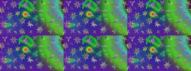 Tomurcukları papatya çiçekleri olan sevimli bir çiçek deseni. Eskiz geçmişi. Raster illüstrasyonu. Kumaş, tekstil, duvar kağıdı baskısı için. Eski usul. Miles Fleur, dandik süs.