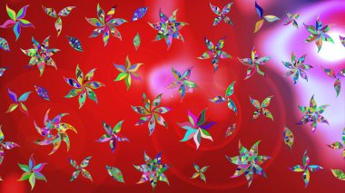 Soyut etnik raster çizim kalıbı. Arkaplan dokusu, duvar kağıdı, kırmızı ve pembe renkli çiçek teması. Kabile sanatı boho baskısı, klasik çiçek arkaplanı.