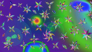 Raster illüstrasyonu. Güzel, parlak, pürüzsüz kumaş, tuval. Çiçek çelengi. Desen, çizim, çiçek sınırı. Eski moda arka plan. Kıvırcık, parlak örgü.